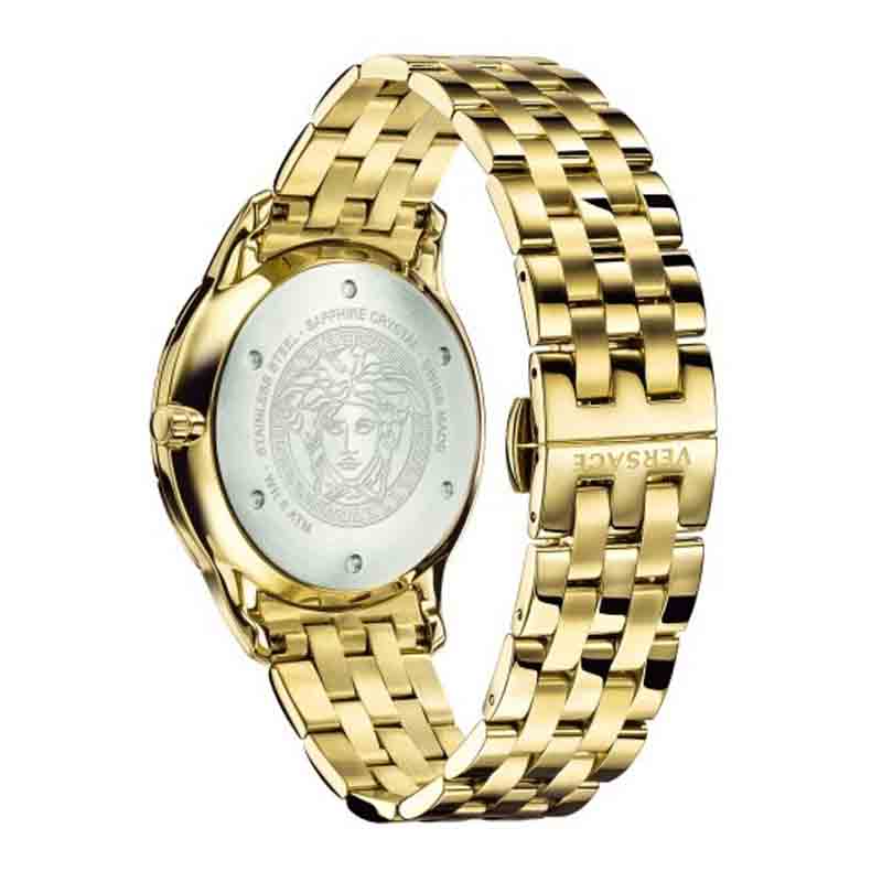 Versace Univers Quartz White Dial Gold Steel Strap Men's Watch - VEBK00518
