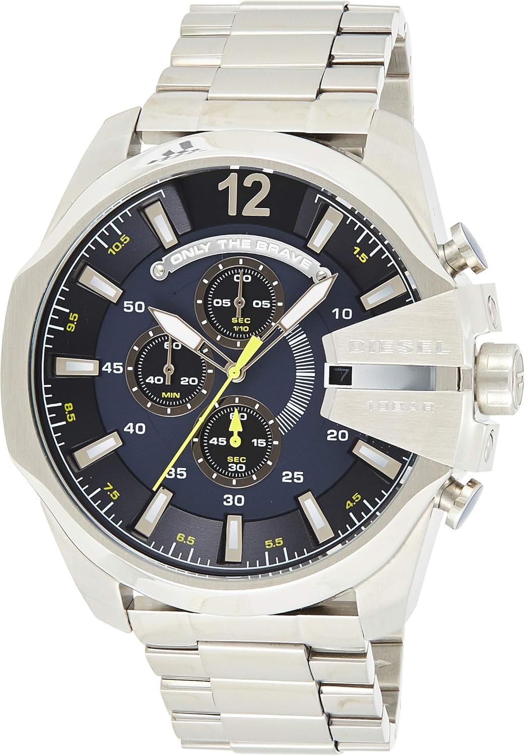 Diesel Mega Chief Blue Dial Men's Silver Watch DZ4465