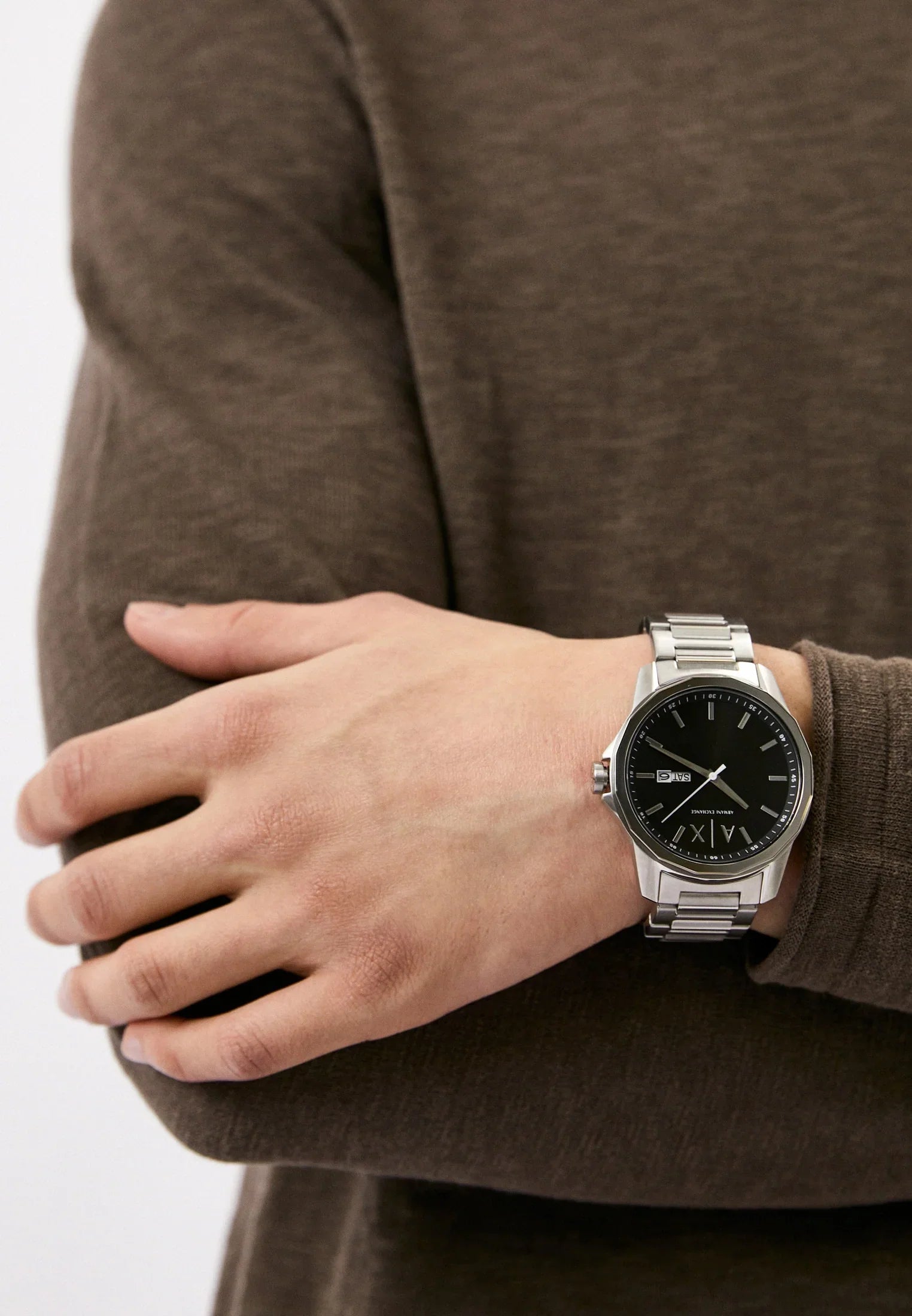 Armani Exchange Banks Day-Date Black Dial Watch - AX1733