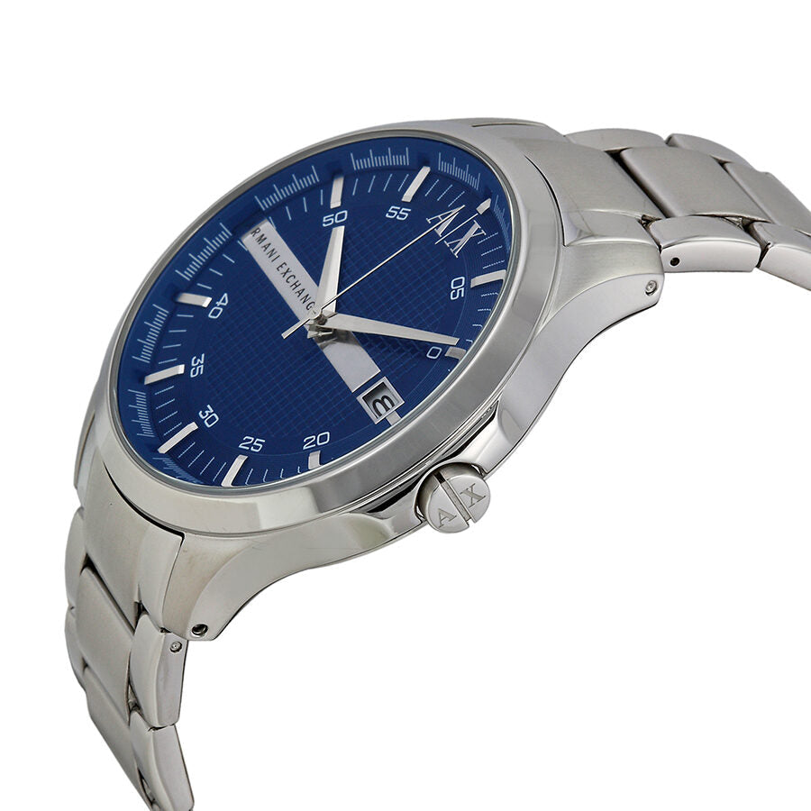 Armani Exchange Blue Textured Dial Silver Men's Watch - AX2132