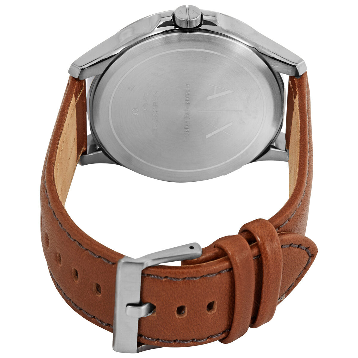 Armani Exchange Hampton Brown Leather Grey Dial Date Watch - AX2414