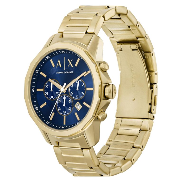 Armani Exchange Banks Chronograph Blue Dial Gold Multifunction Watch - AX7151