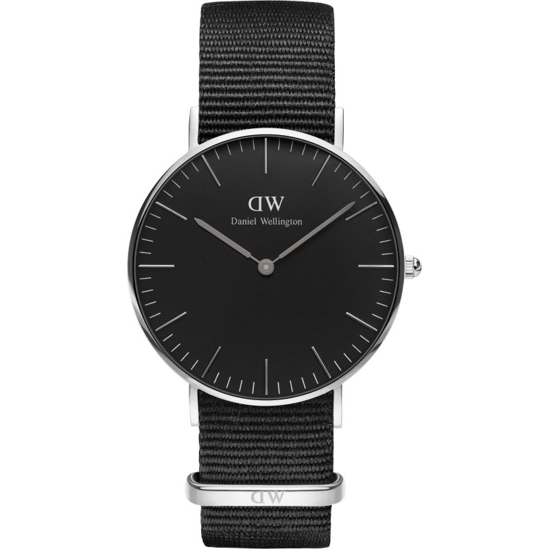 Daniel Wellington Cornwall 36mm Black Dial Black Nato Strap Silver Watch - DW00100151