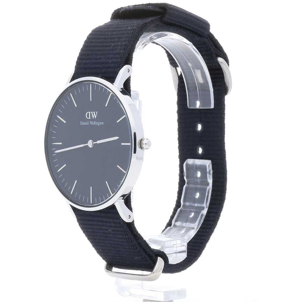 Daniel Wellington Cornwall 36mm Black Dial Black Nato Strap Silver Watch - DW00100151