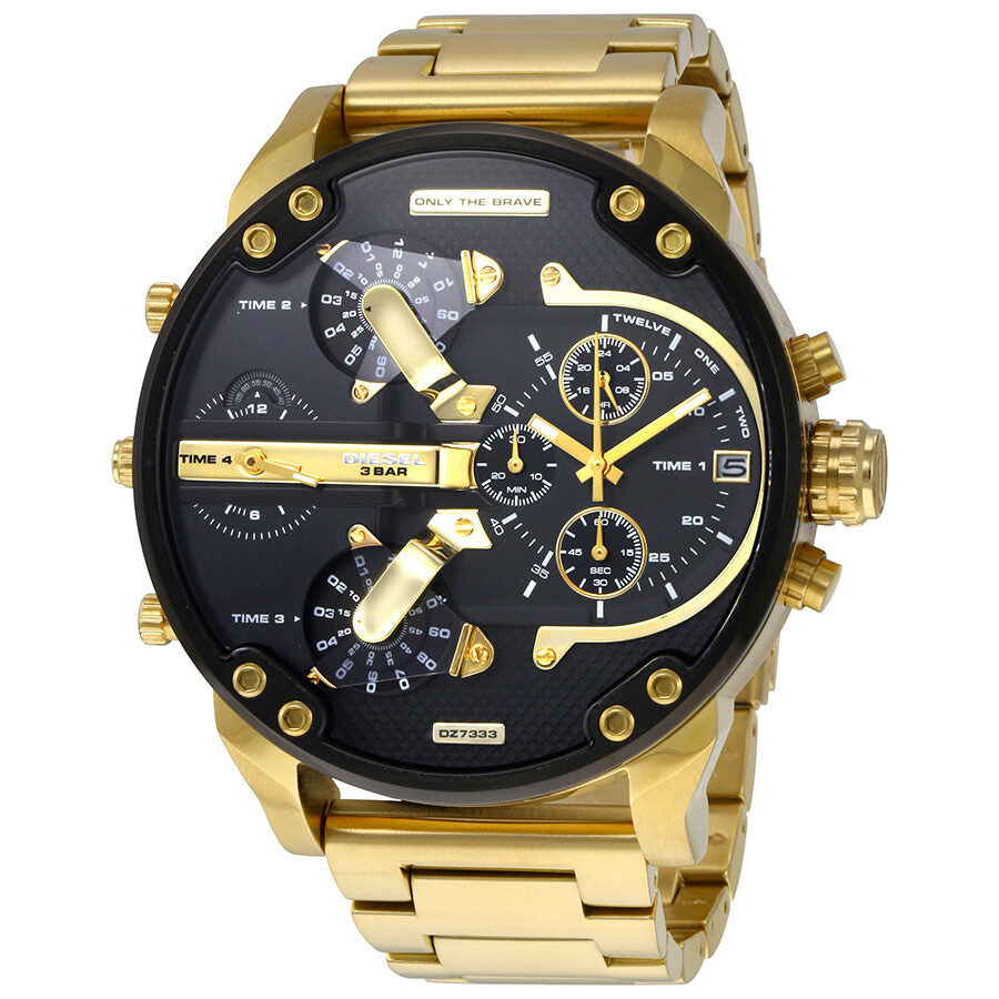 Diesel Mr. Daddy 2.0 Black Dial Gold Chronograph Men's Watch DZ7333