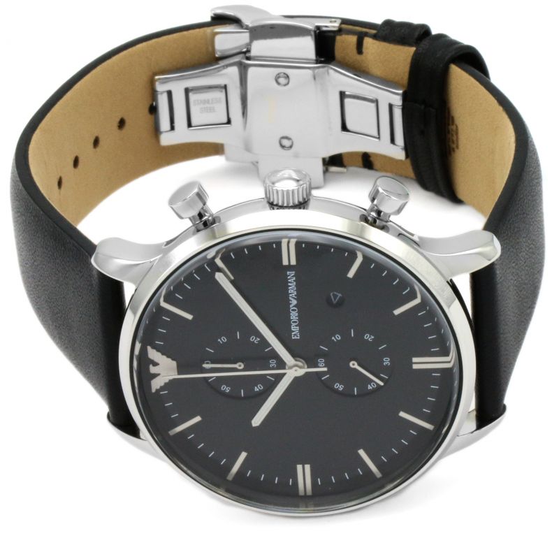 Emporio Armani Black Leather Men's Watch AR0397