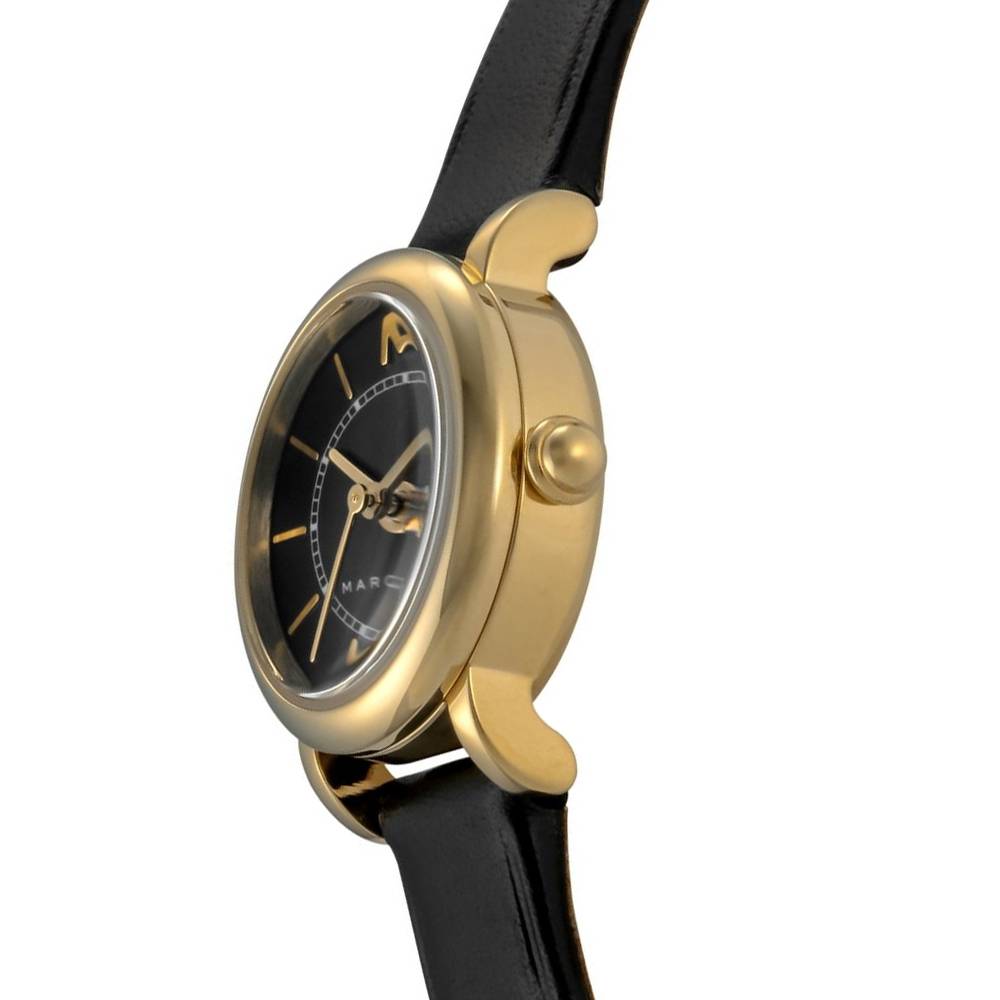 Marc By Marc Jacobs Classic Black Dial Black Leather Gold Tone Watch MJ1585