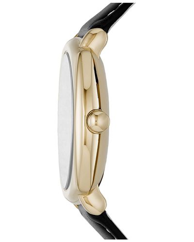 Marc Jacobs Mandy White Dial Black Leather Gold Watch MJ1564