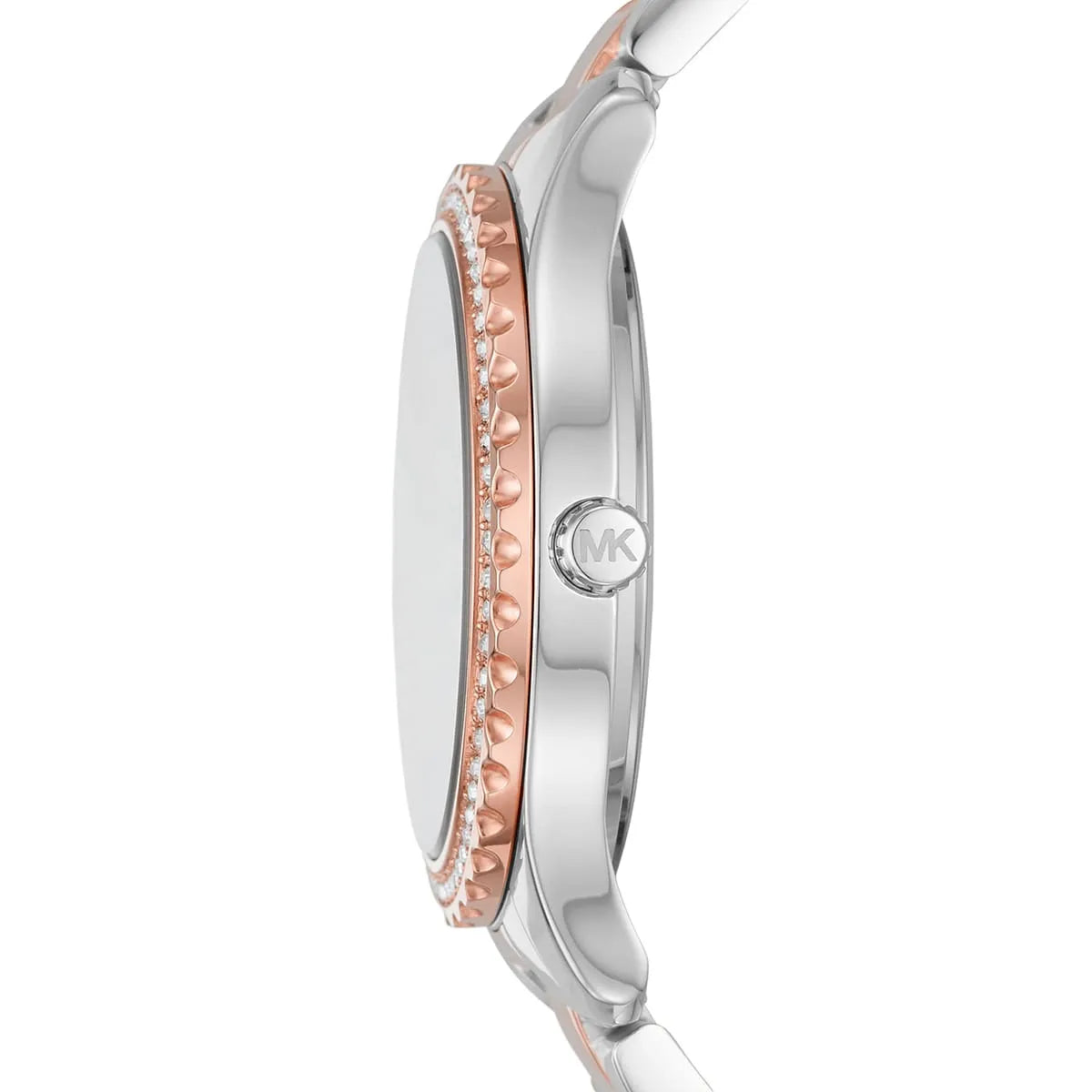 Michael Kors Layton Three Hand Pink Dial Two Tone Steel Strap Watch For Women - MK6894