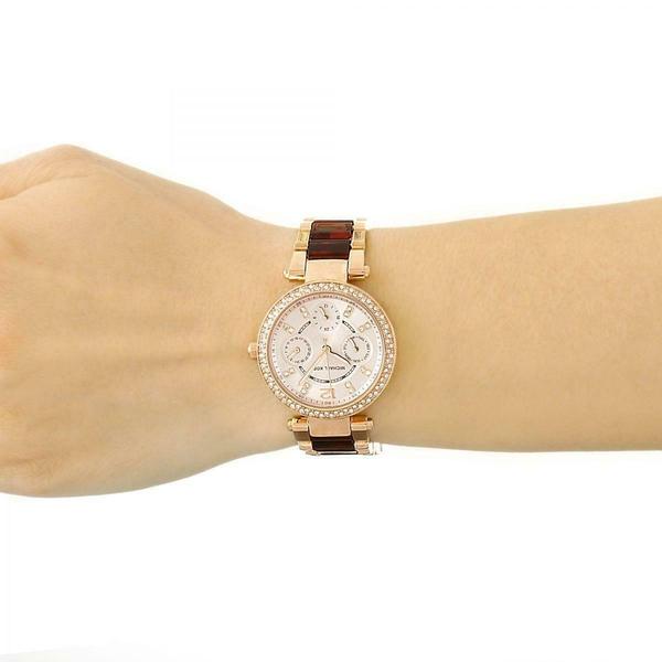 Michael Kors Mini Parker Multi-Function Rose Dial Ladies Watch MK6239