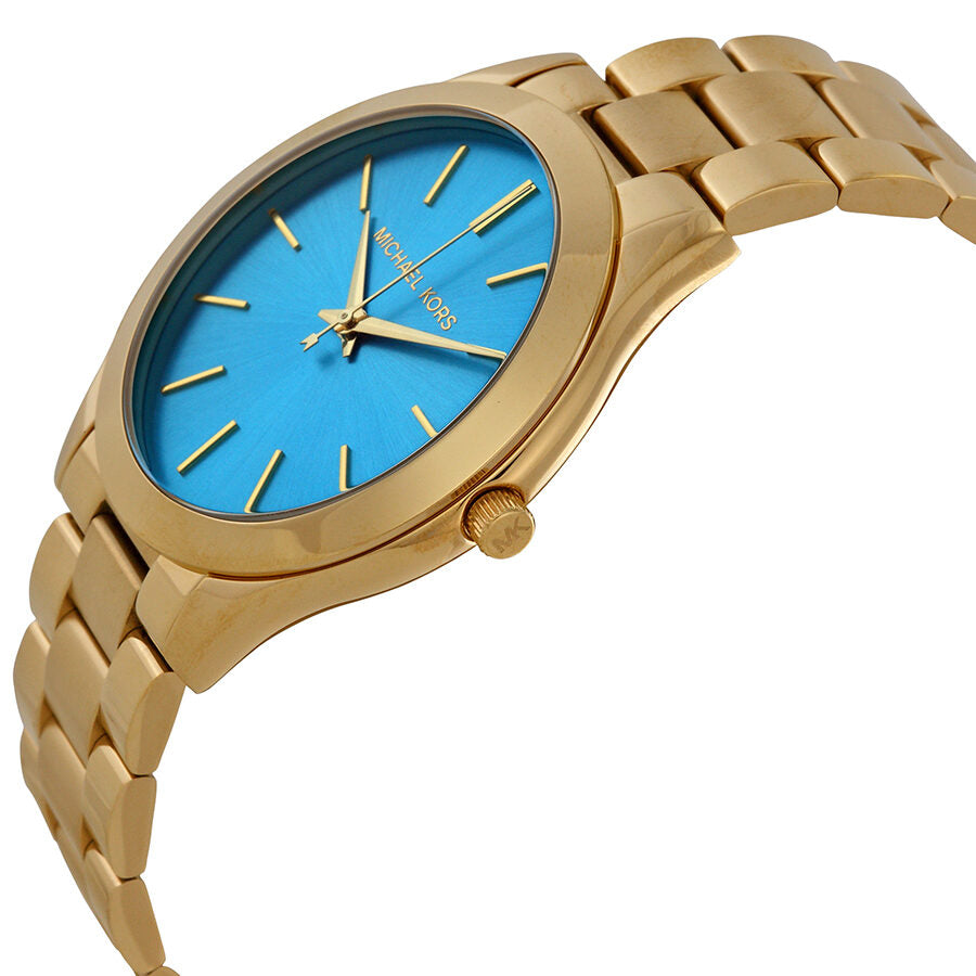 Michael Kors Runway Blue Dial Gold Tone Stainless Steel Ladies Watch MK3265