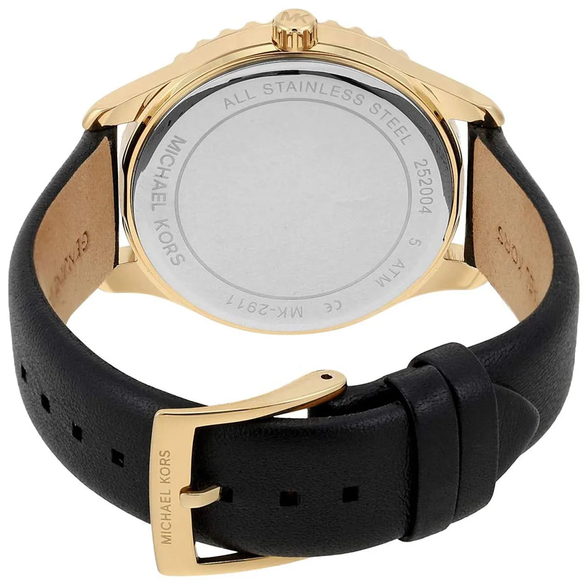 Michael Kors Layton Black MOP Dial Black Genuine Leather Women's Watch - MK2911
