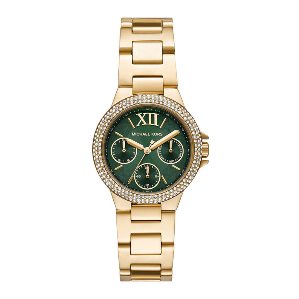 Michael Kors Camille Mini Pavé Green Dial Gold Women's Watch - MK6981