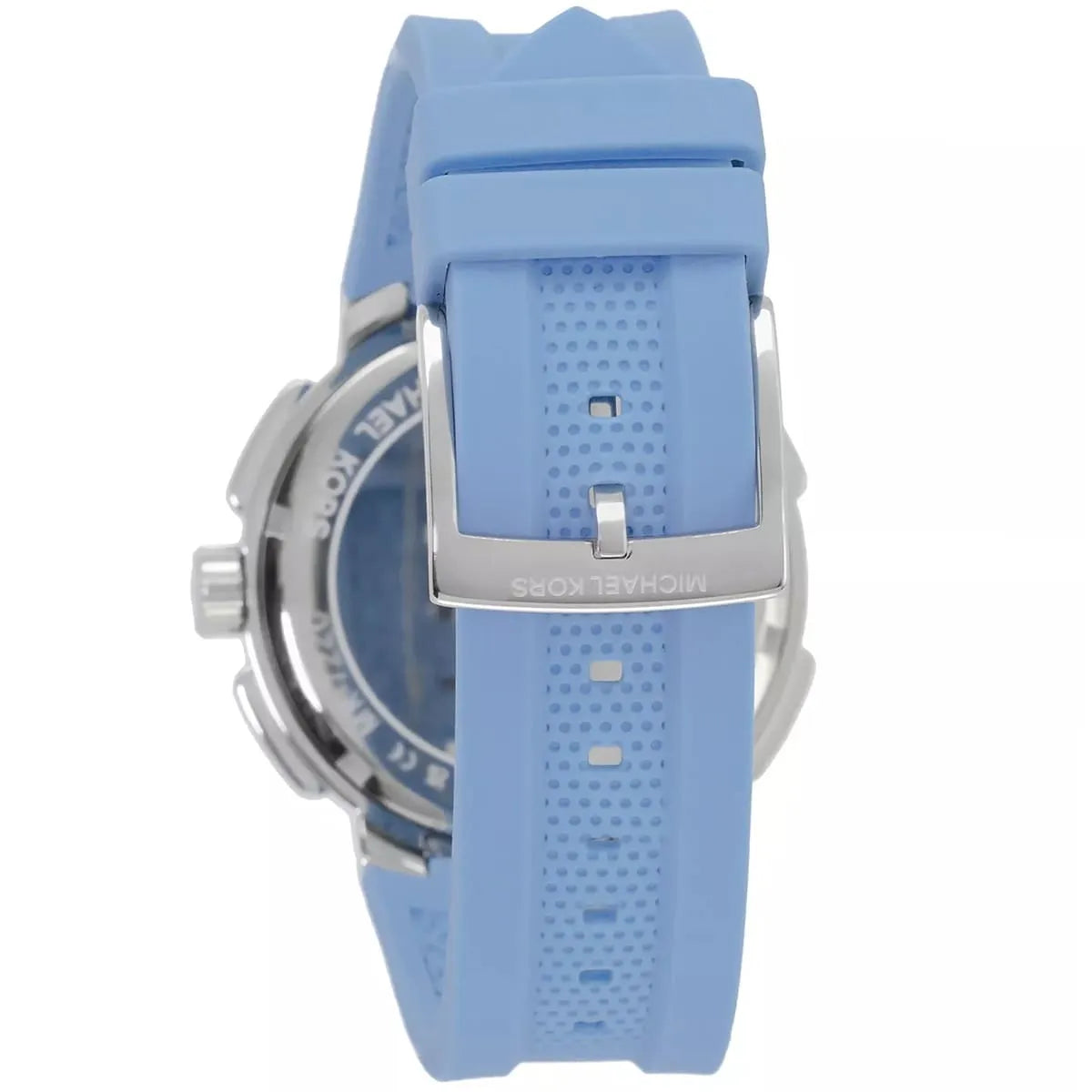 Michael Kors Oversized Sidney Multifunction Silver Dial Chambray Blue Silicone Women's Watch - MK7220