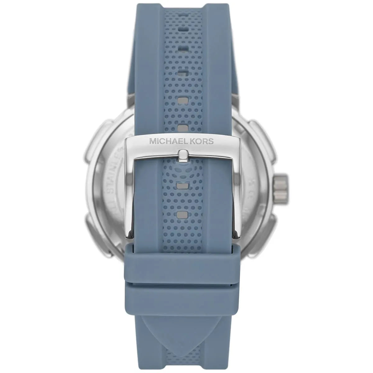 Michael Kors Oversized Sidney Multifunction Silver Dial Chambray Blue Silicone Women's Watch - MK7220