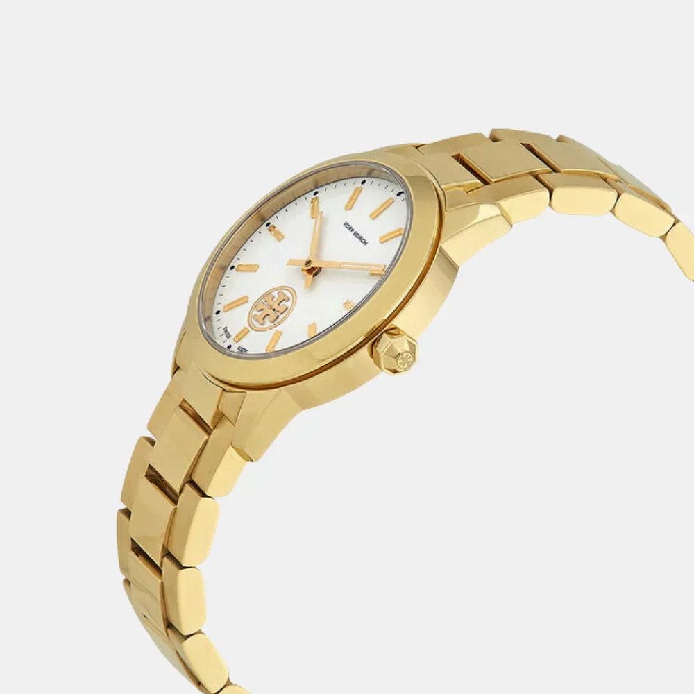 Tory Burch Yellow Gold Collins White Dial Watch Women's Watch TBW1300