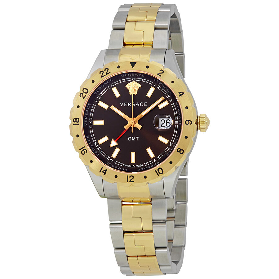 Versace Hellenyium Brown Dial Two-tone Swiss Movement Watch - V11040015