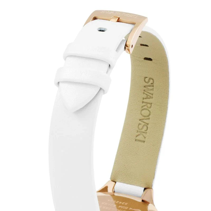Swarovski Lovely Crystals Rose Gold White Leather Strap Women's Watch 5242904
