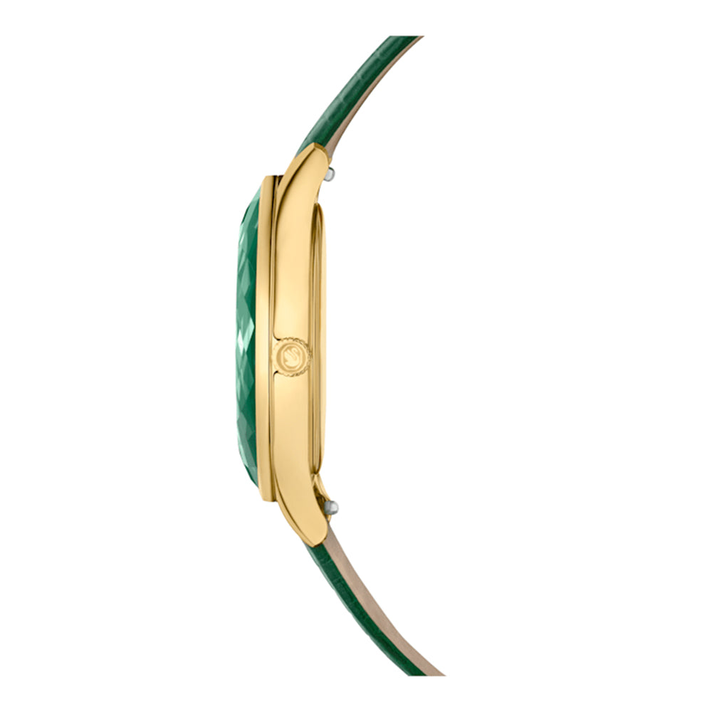 Swarovski Octea Nova Sapphire Glass Bezel Green Dial Leather Strap Women's Watch 5650005