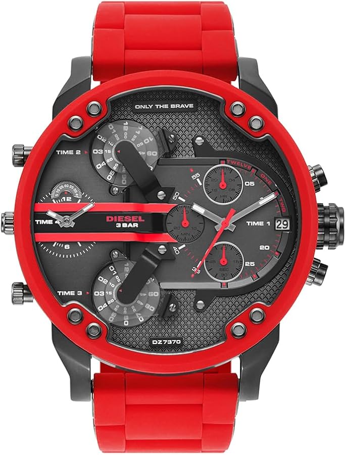 Diesel Mr. Daddy 2.0 Gunmetal Dial All Red Chronograph Men's Watch DZ7370
