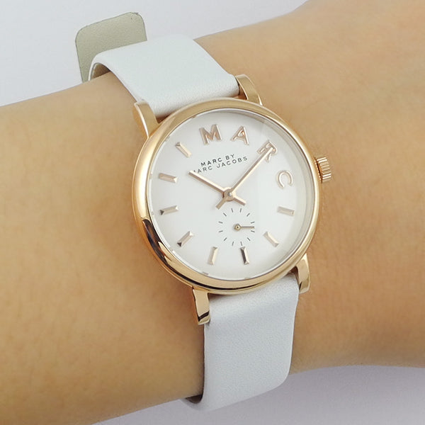 Marc Jacobs Baker White Dial Leather Strap 36mm Ladies Watch MBM1283