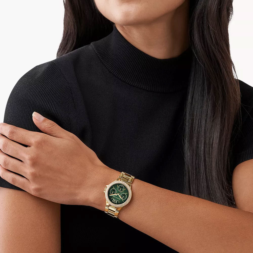 Michael Kors Camille Mini Pavé Green Dial Gold Women's Watch - MK6981