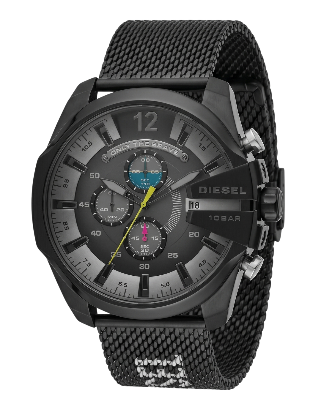 Diesel Mega Chief Chronograph All Black Mesh Strap Watch DZ4514