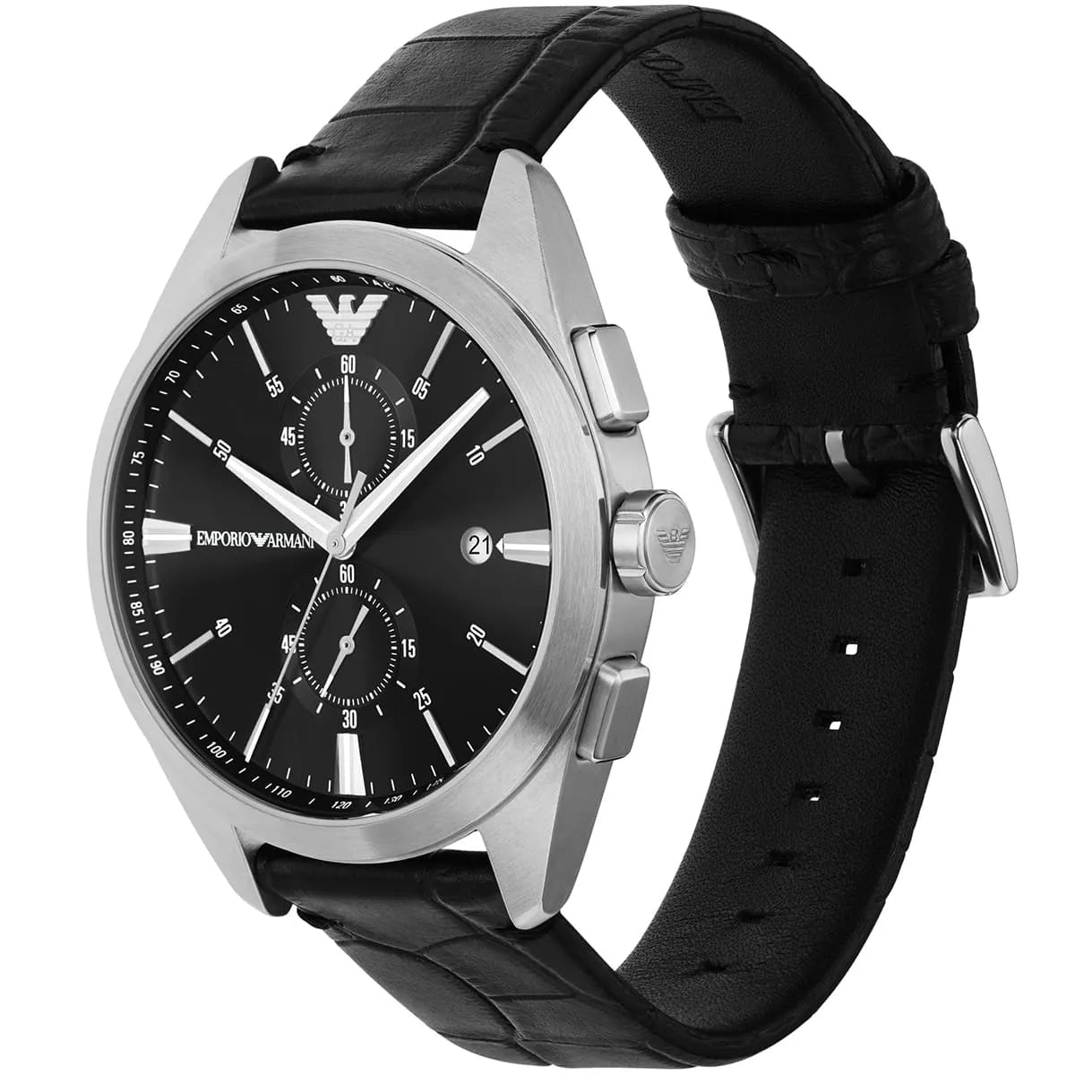 Emporio Armani Claudio Chronograph Black Genuine Leather Men's Watch - AR11542