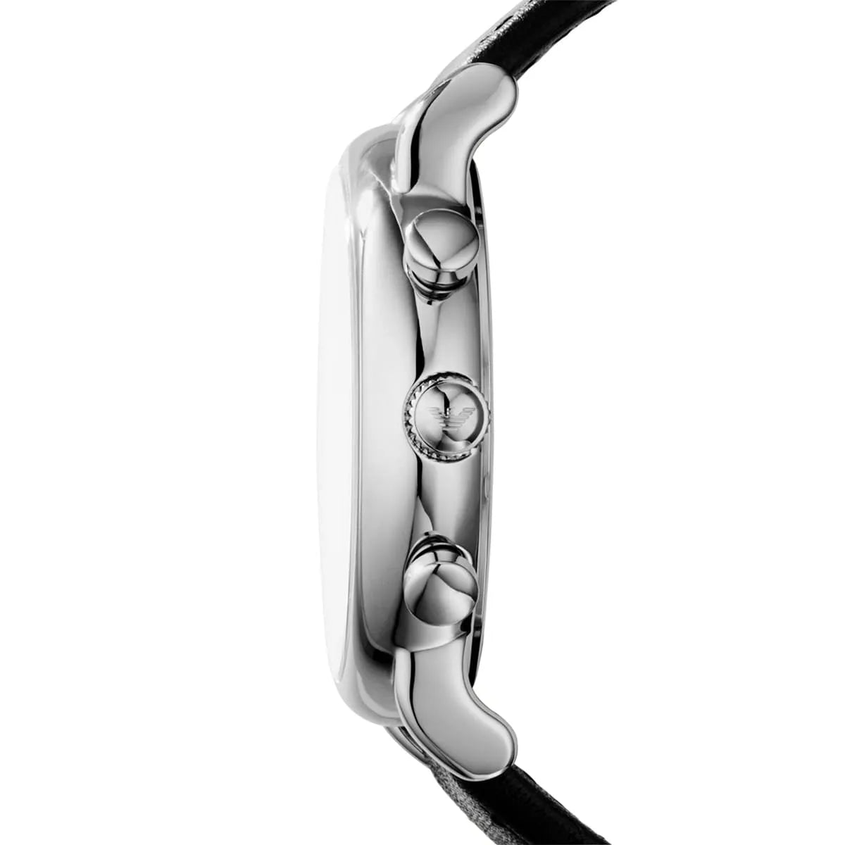 Emporio Armani Classic Chronograph White Dial Black Genuine Leather Men's Watch - AR1807