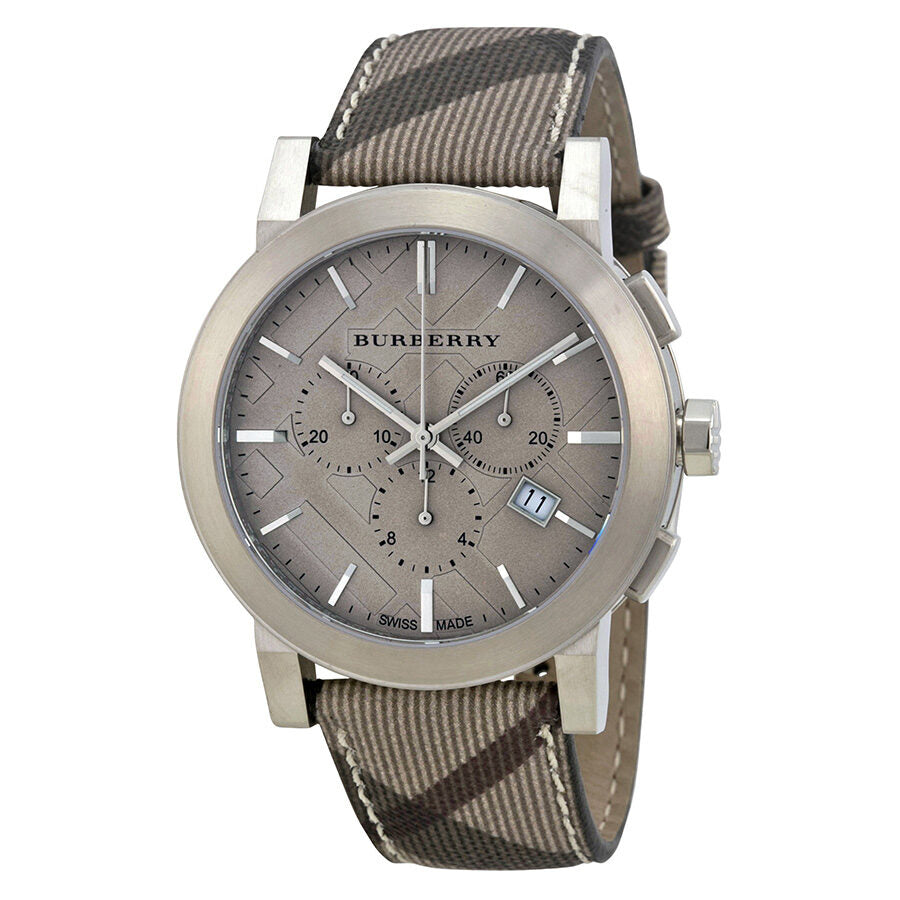 Burberry Brown Impressed Check Dial Check Fabric Strap Men's Watch BU9361