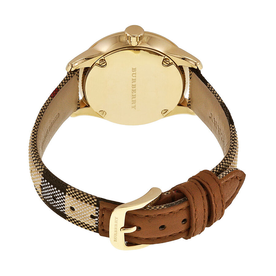 Burberry Stamped Dial Honey Check Fabric-Coated Leather Ladies Watch BU10104 (Damaged Box)