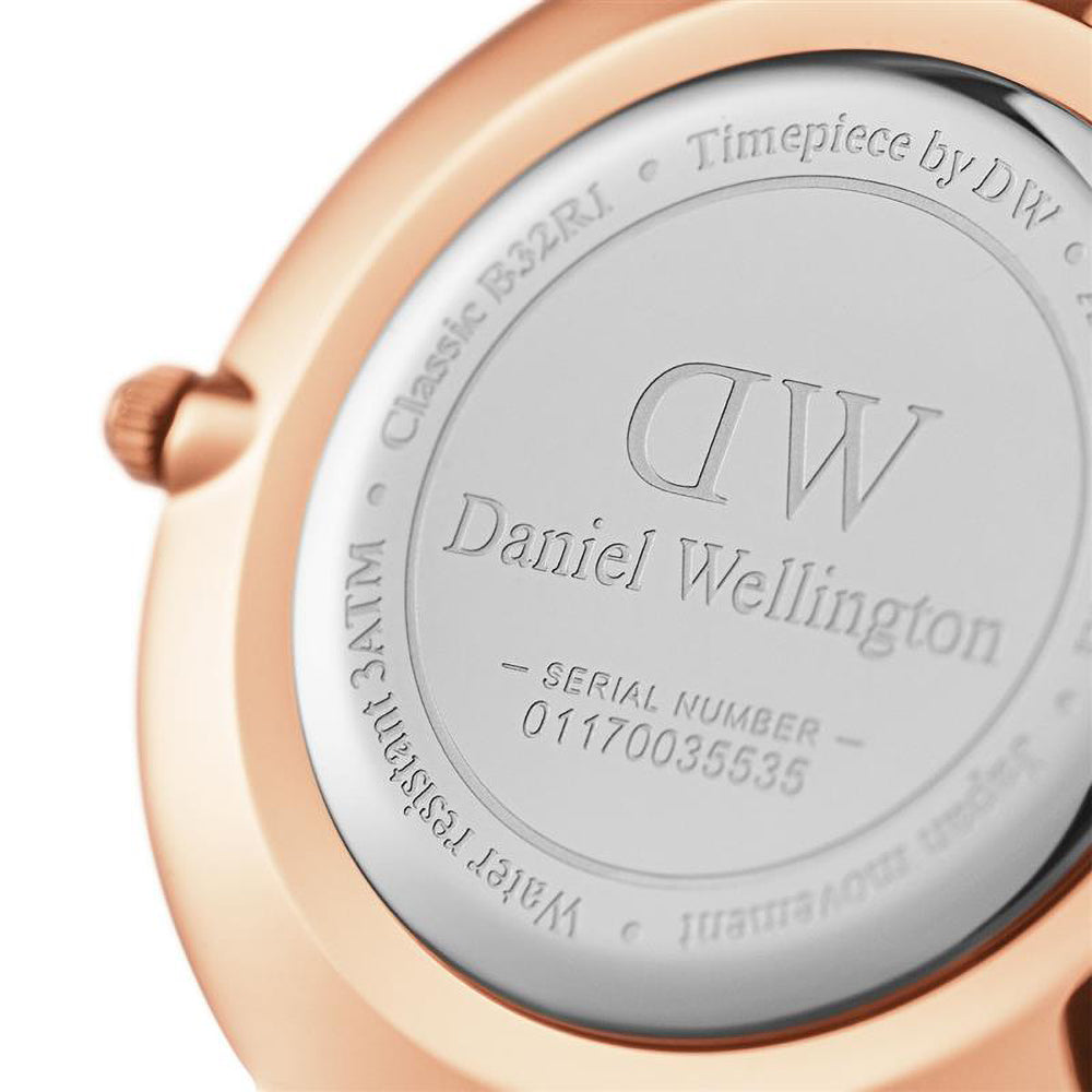 Daniel Wellington Petite Bristol 28mm White Dial Brown Genuine Leather Women's Watch - DW00100171