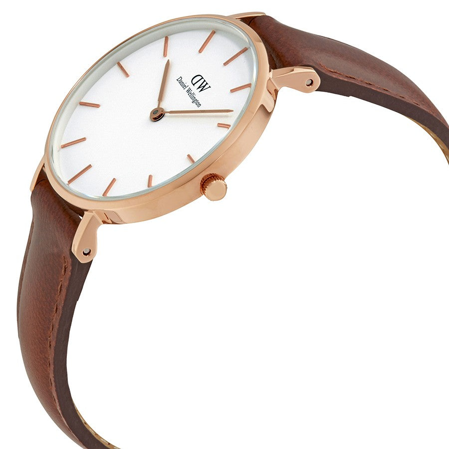 Daniel Wellington White Classic Petite St Mawes 28mm Women's Gold Watch DW00100175 - The Watches Men
