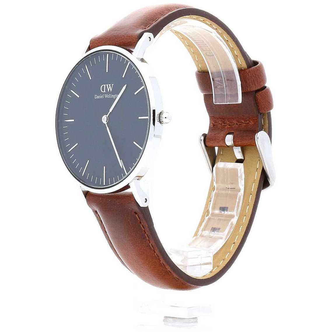 Daniel Wellington St Mawes 36mm Black Dial Brown Genuine Leather Silver Watch - DW00100142