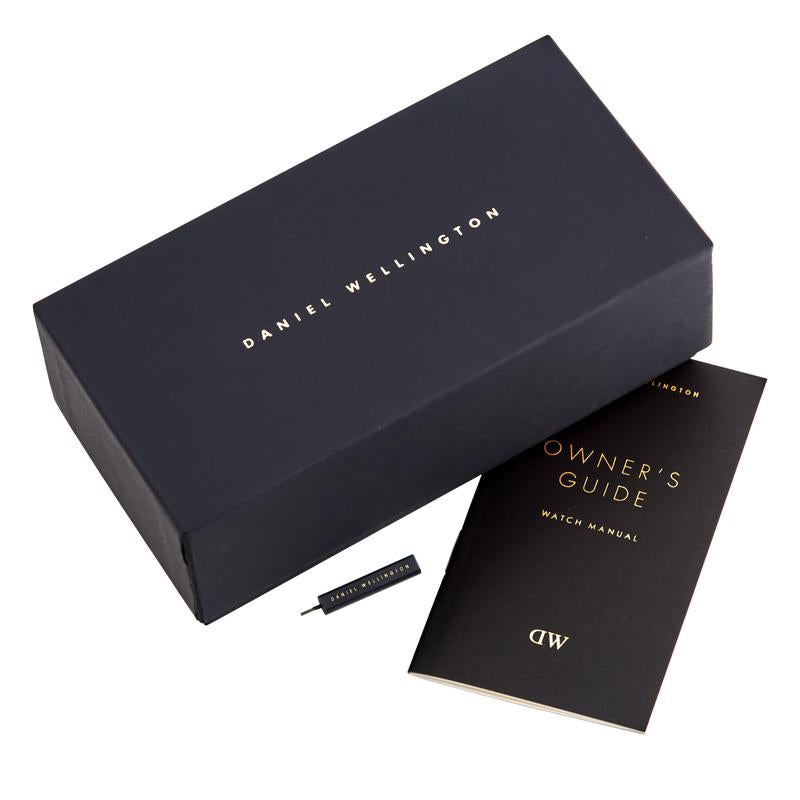 Daniel Wellington York 36mm White Dial Black Genuine Leather Silver Watch - DW00100055