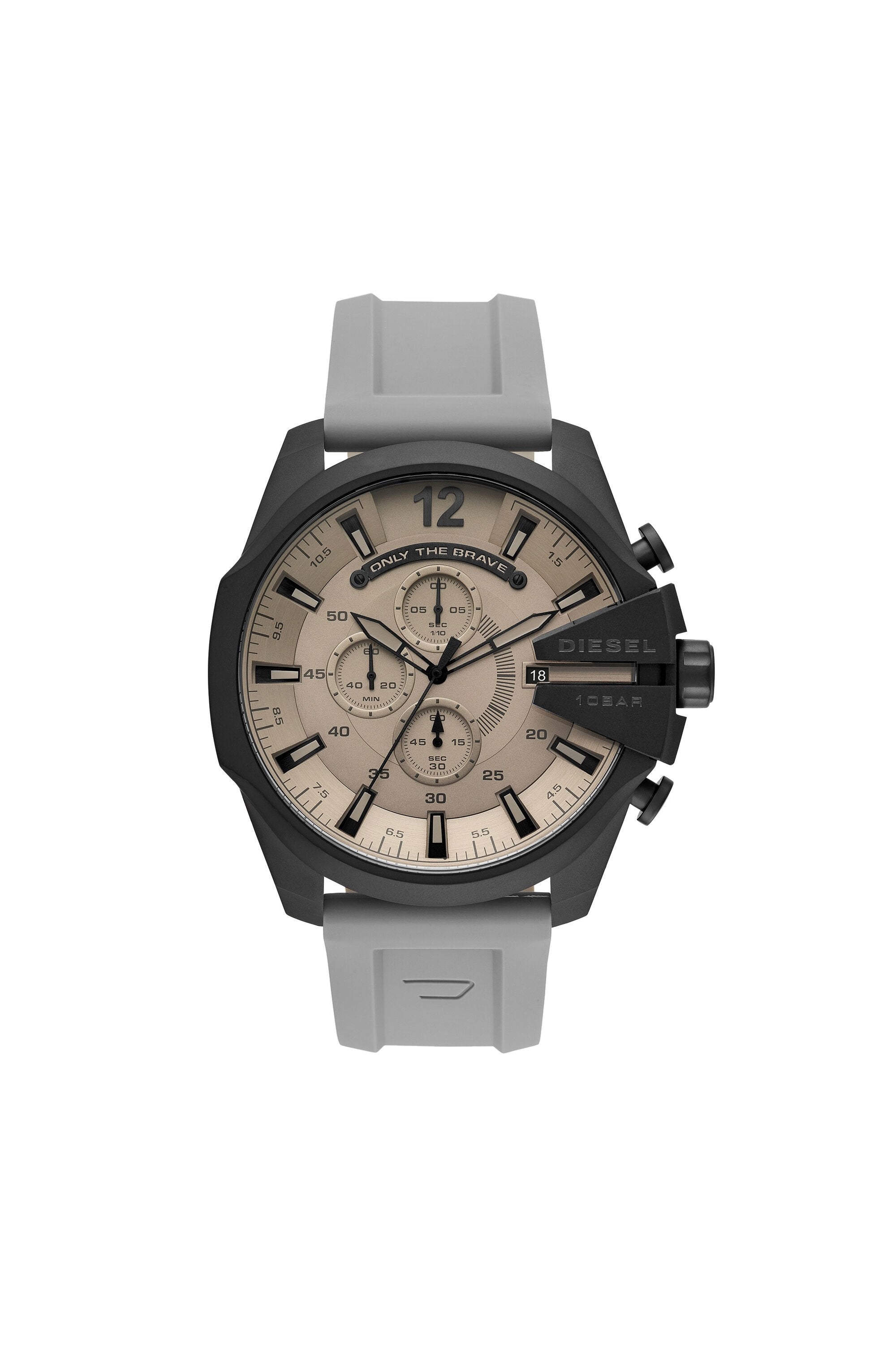 Diesel Mega Chief Men’s Quartz Gray Dial Black Case Silicone Strap Watch DZ4496