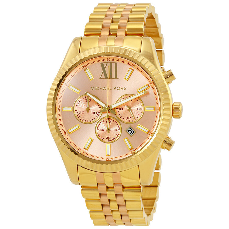 Michael Kors Lexington Rose Gold-tone Dial Ladies Chronograph Watch MK6473