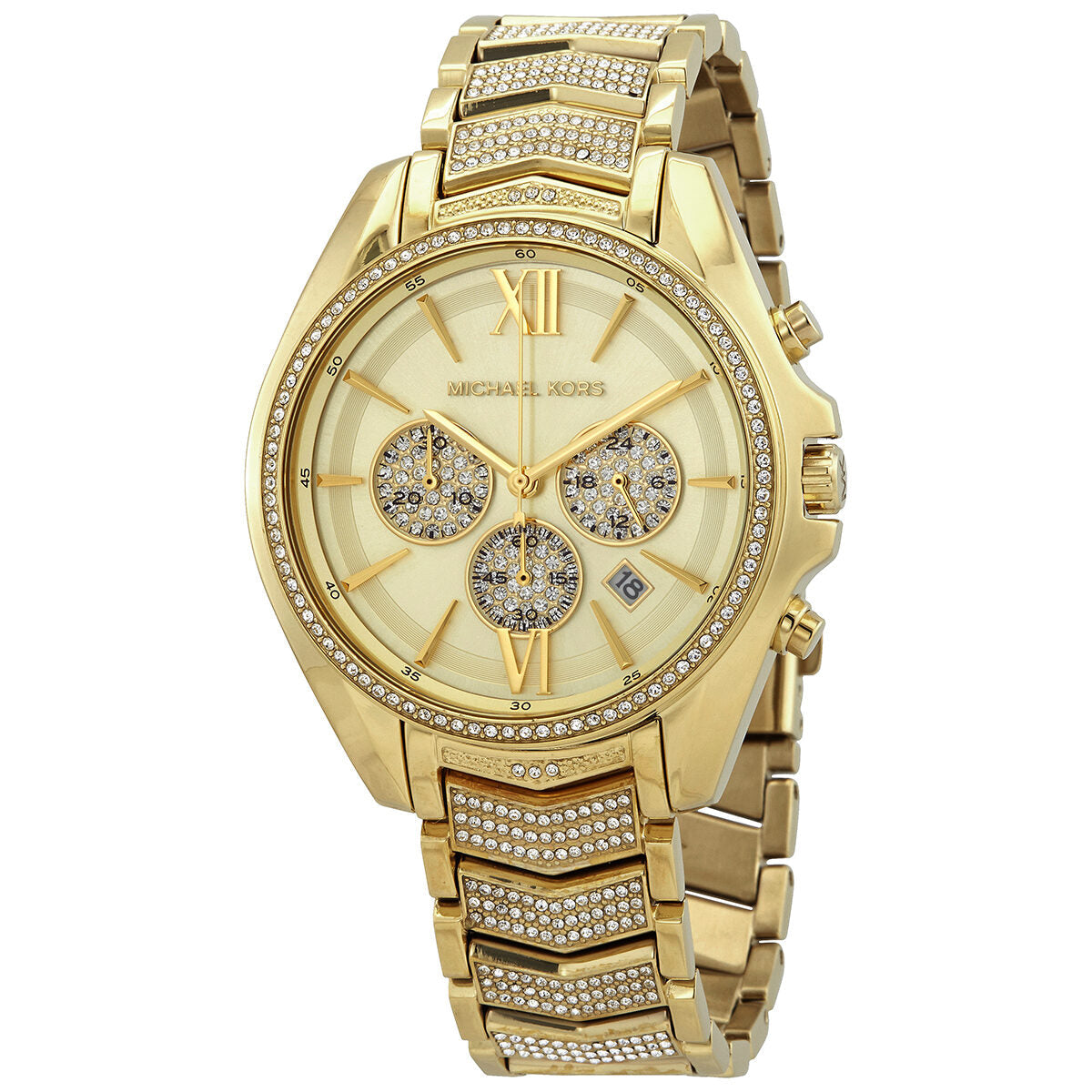 Michael Kors Whitney Chronograph Quartz Crystal Gold Dial Ladies Watch MK6729