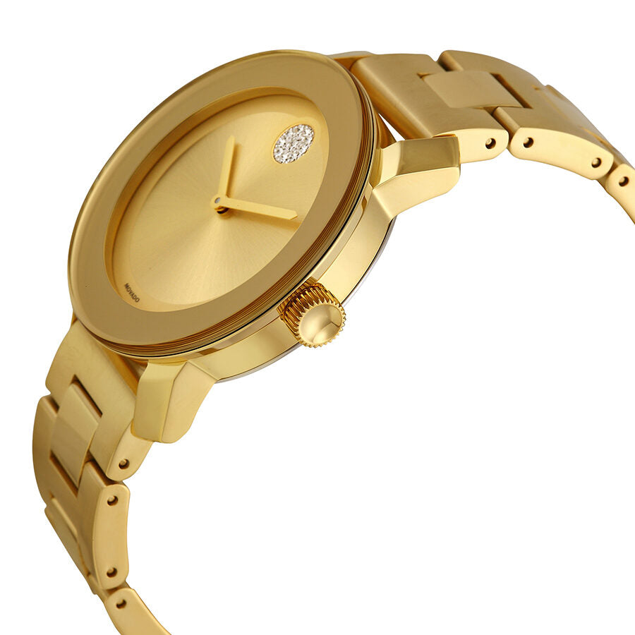 Movado Bold Gold Dial Yellow Gold Ion-plated Ladies Watch - 3600104