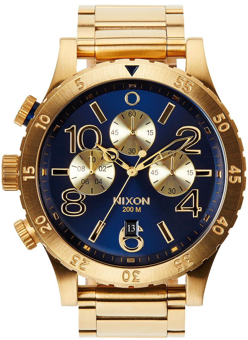 Nixon 48-20 Chrono Blue Dial Gold PVD Men's Watch A486-1922
