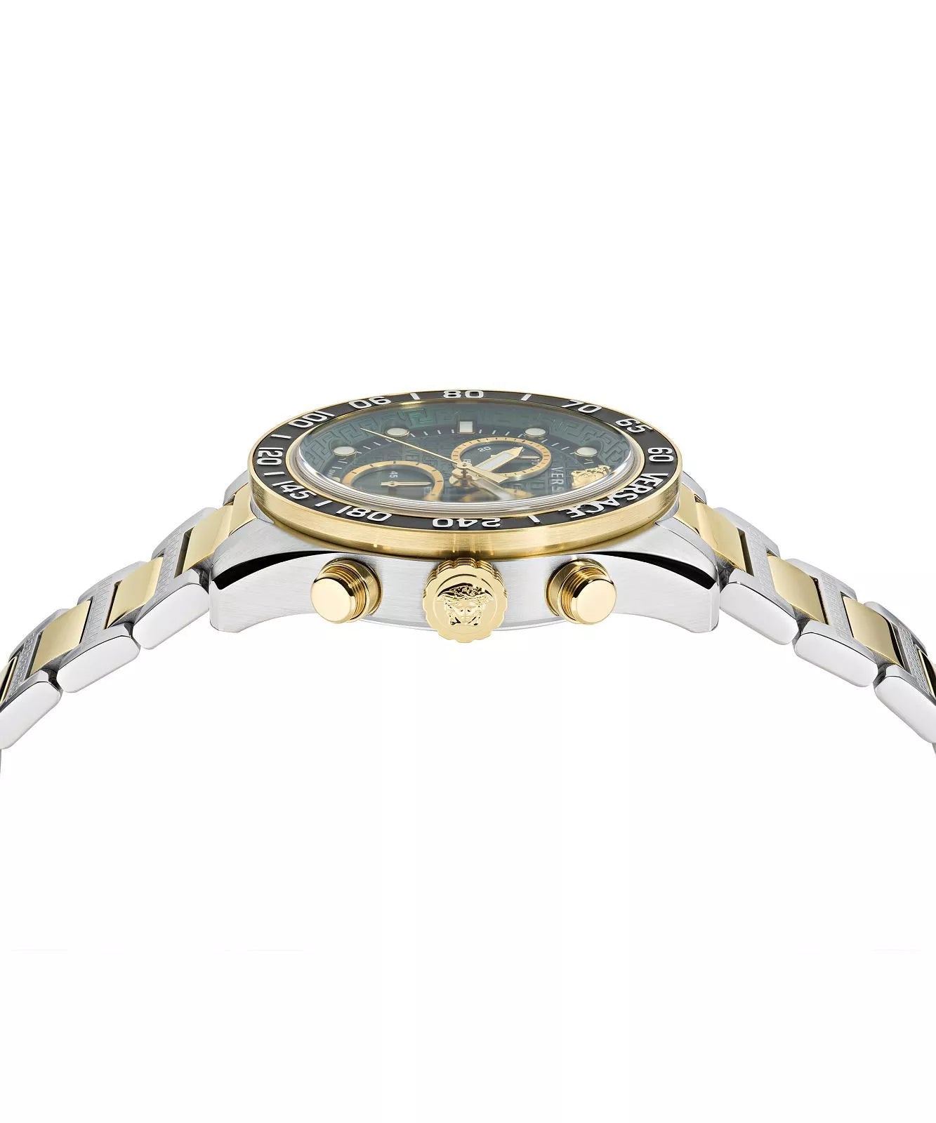 Versace Greca Dome Chrono Two-Tone Green Dial Swiss Movt Watch - VE6K00423
